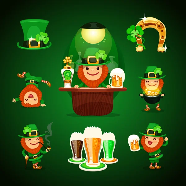 St.Patrick's Day's set with horseshoe — Stock Vector