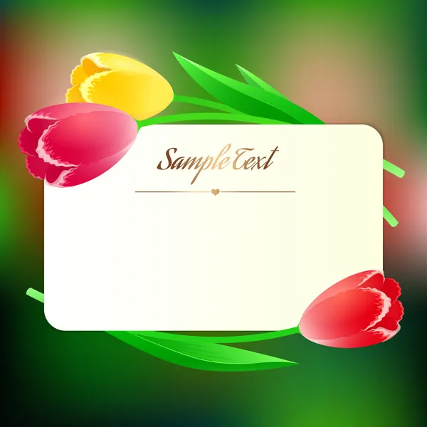 Krásná obdélníková greating karta s jarní květy — Stockový vektor
