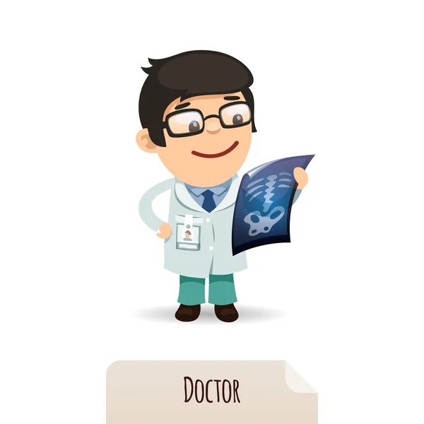 Doctor looking at x-ray — Stock Vector