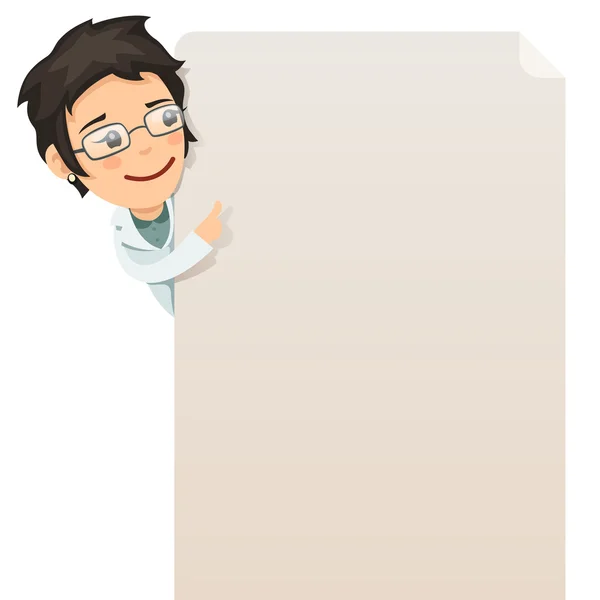 Doctor looking at blank poster — Stock Vector