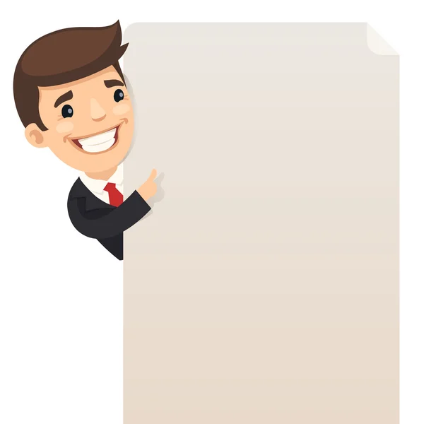 Businessman looking at blank poster — Stock Vector