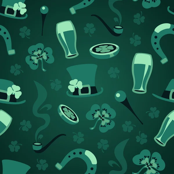 St.Patrick's day's yeşil semboller desen — Stok Vektör