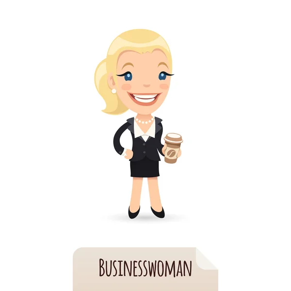 Femme d'affaires avec cofee — Image vectorielle