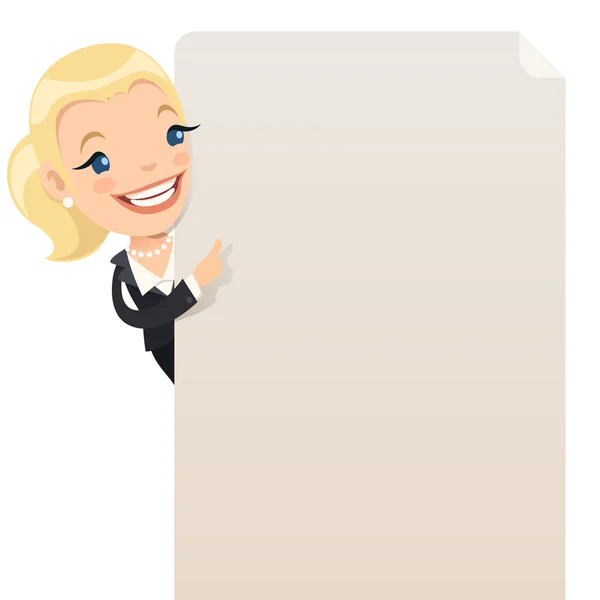 Businesswoman looking at blank poster — Stock Vector