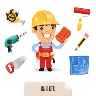 Builders icons set clipart