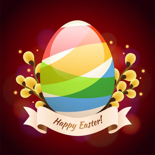 Happy Easter Greening Card With Colored Egg — Stock Vector