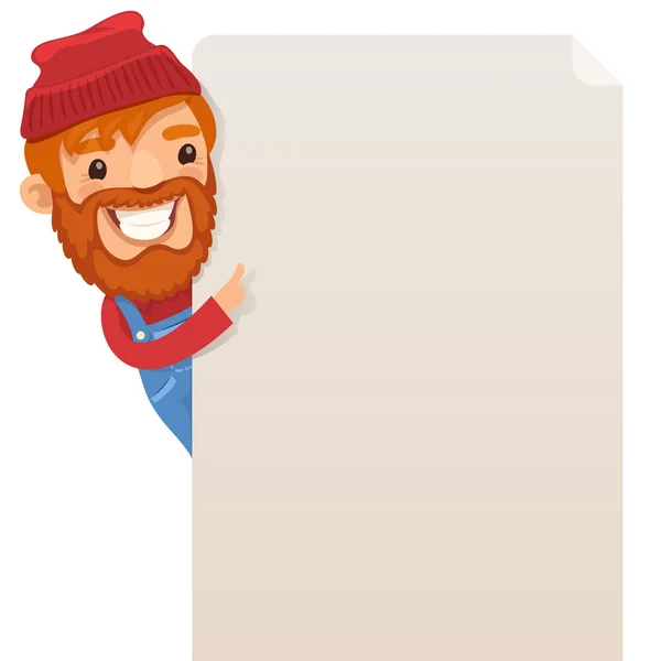 Lumberjack looking at blank poster — Stock Vector