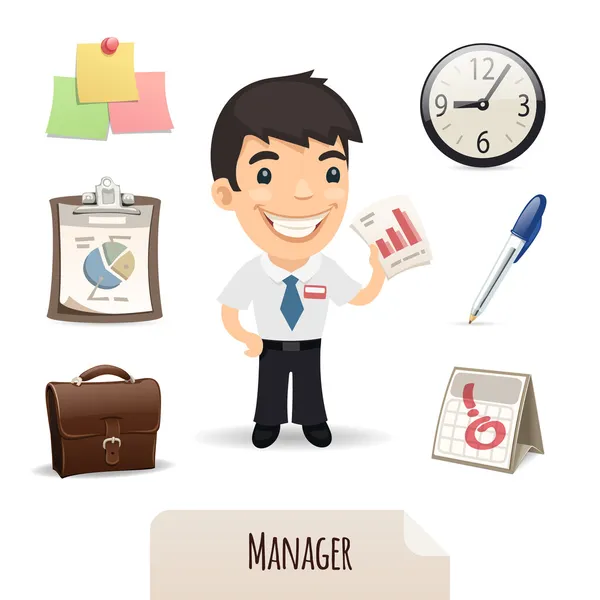 Male Manager Icons Set — Stock Vector