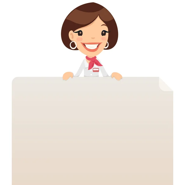 Female Manager Looking at Blank Poster on Top — Stock Vector