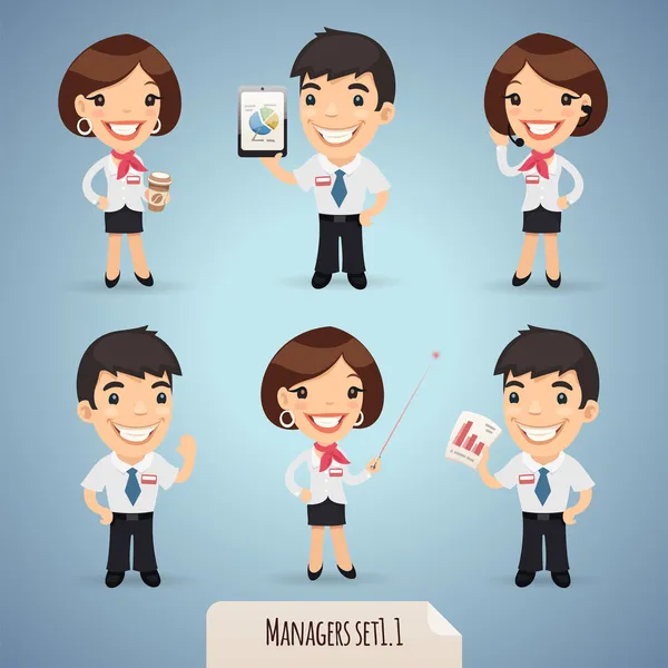 Managers cartoon tekens set1.1 — Stockvector