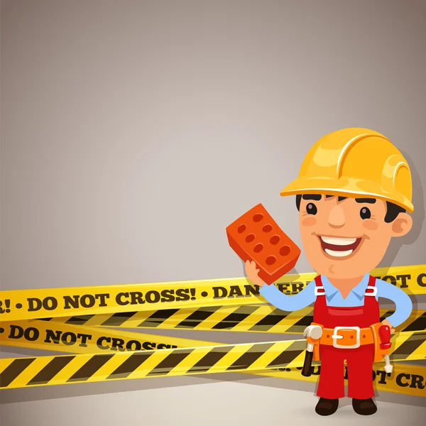 Builder z taśmy niebezpieczeństwo — Wektor stockowy