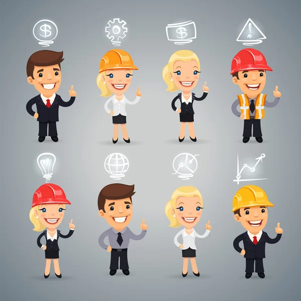 Empresarios con Set de iconos — Vector de stock