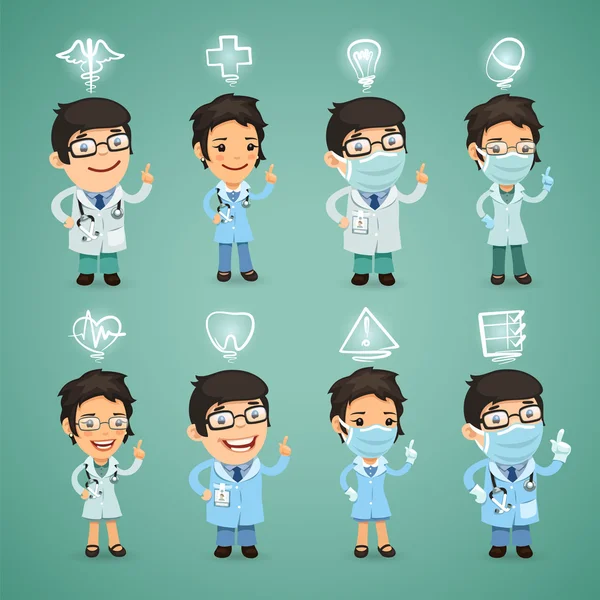 Médicos com conjunto de ícones — Vetor de Stock