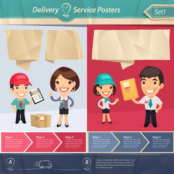 Affiches de service de livraison — Image vectorielle