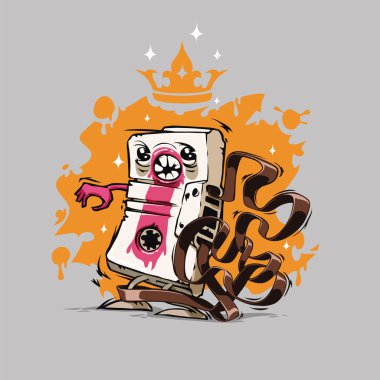 gri arka plan üzerinde çizgi film ses kaset