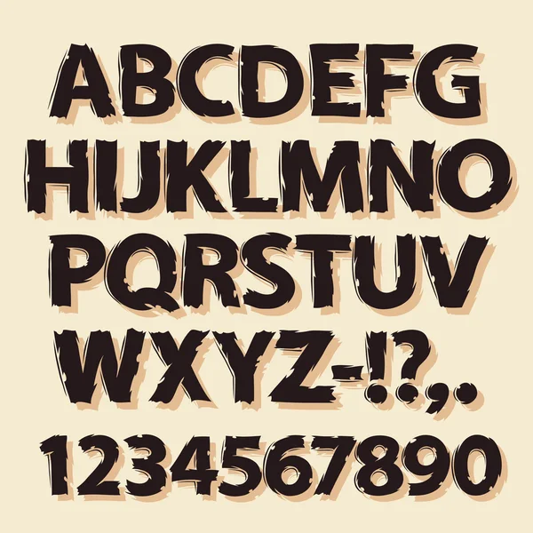 Mürekkep çizim retro alfabe kahverengi — Stok Vektör