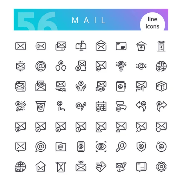 Set Mail Line Icons Suitable Web Infographics Apps Isolated White — ストックベクタ