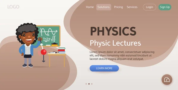 Templat Situs Web Physic Lectures Ilustrasi Guru Fisika Kartun Kelas - Stok Vektor