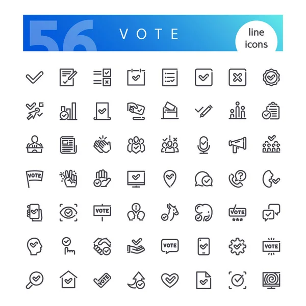 Set Vote Line Icons Suitable Web Infographics Apps Isolated White — Vector de stock