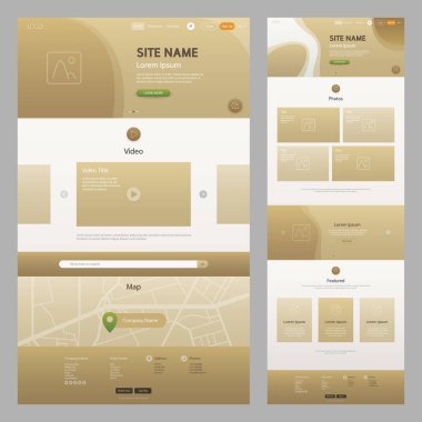 Çöl Sarı Renkli Web Sitesi Şablonu. UI UX konsept geliştirme düzeni. İniş sayfası şablonu. Düzenlenebilir vektör biçimi.