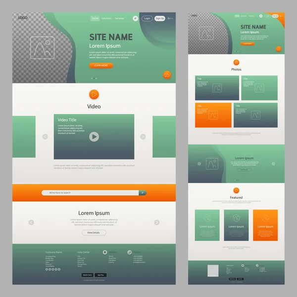 Tema Cor Verde Laranja Com Modelo Site Transparência Layout Conceito — Vetor de Stock