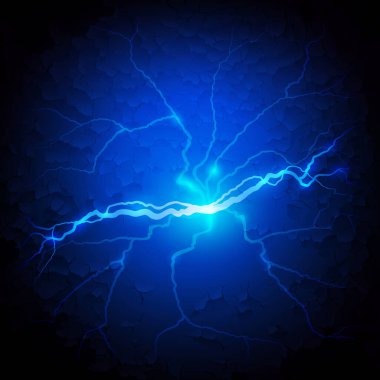 Blue Grunge Background with the Old Cracked Wall and Lightning Bolt