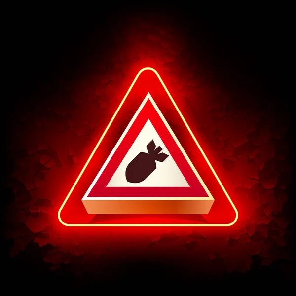 Red Neon Air Alert Sign Grunge Background Rótulo Atenção Brilho — Vetor de Stock