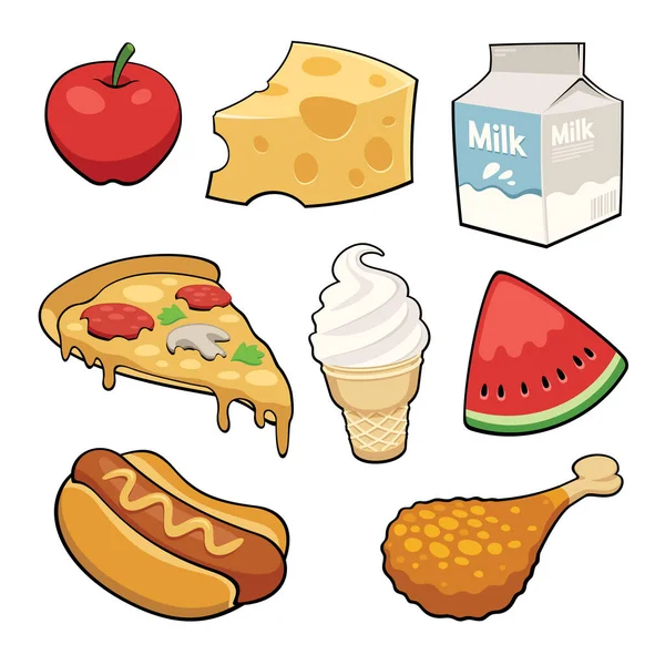 Food Icons Set Supermarket Project Set Common Goods Everyday Products — 图库矢量图片