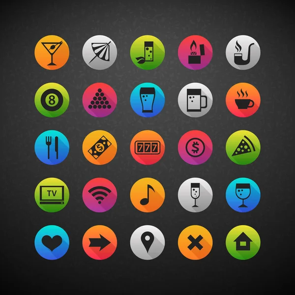 Colorful Bar Icons Set Blackboard Shadows — Wektor stockowy