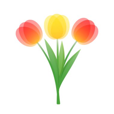 Bouquet of Colorful Stylized Tulips. Vector clipart for your spring and summer projects.