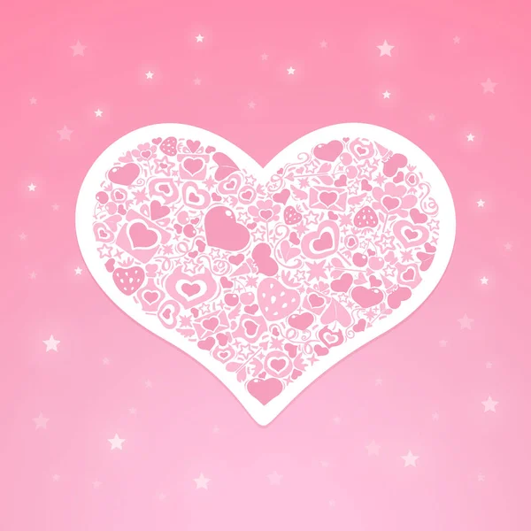 Pink Heart Made Valentine Day Symbols Romantic Sticker Icon Greeting — Stock vektor