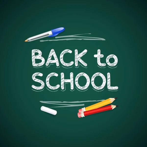 Back School Chalk Lettering Supplies Vector Illustration Education Projects — Stockvector