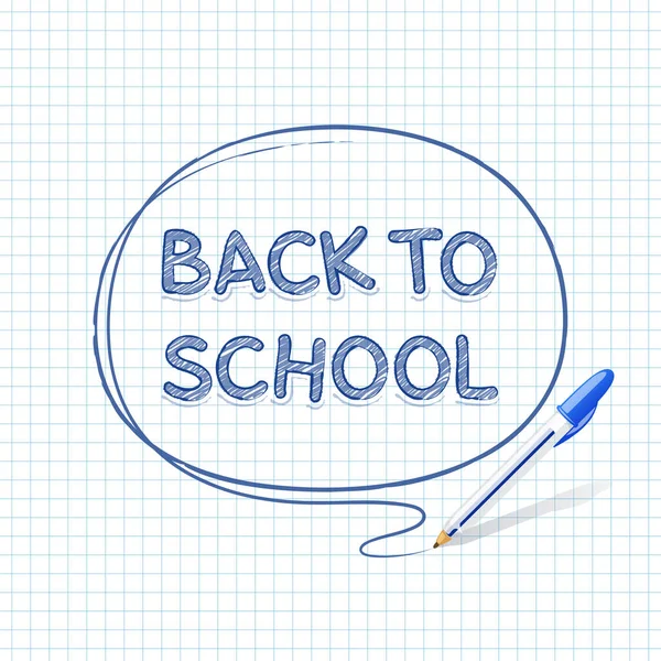 Back School Doodle Lettering Notebook Sheet Vector Illustration Education Projects — Vetor de Stock