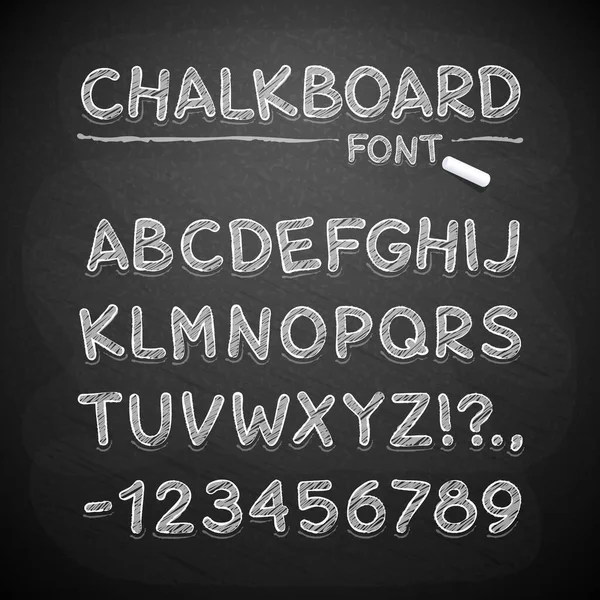 Hand Drawn Chalkboard Alphabet Blackboard Background Cartoon Style Clipping Paths — 图库矢量图片