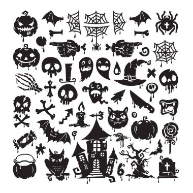 Halloween Symbols Collection. Spooky shapes makes it quick and easy to customize your fun and horror projects.