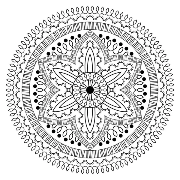 Mandala Con Adornos Flores Del Bosque Elementos Diseño Árabe Indio — Vector de stock