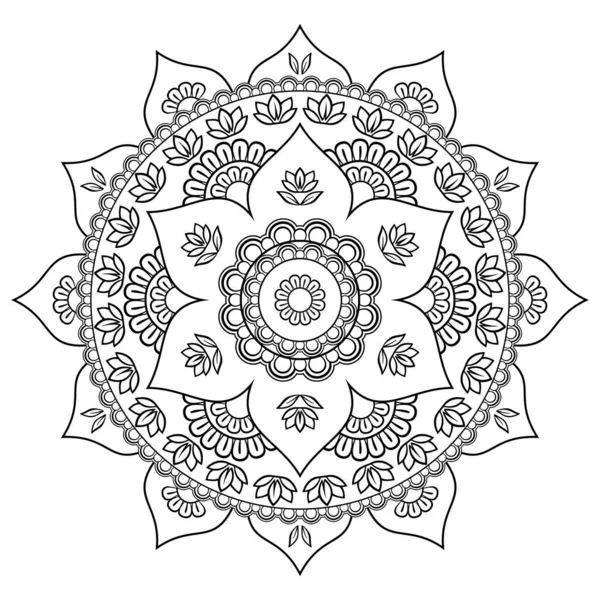 Mandala Con Adornos Loto Elementos Diseño Árabe Indio Marroquí Español — Vector de stock