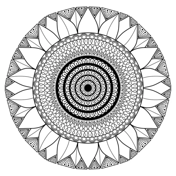 Mandala Mit Sonnenblumenschmuck Arabische Indische Marokkanische Spanische Türkische Islamische Chinesische — Stockvektor