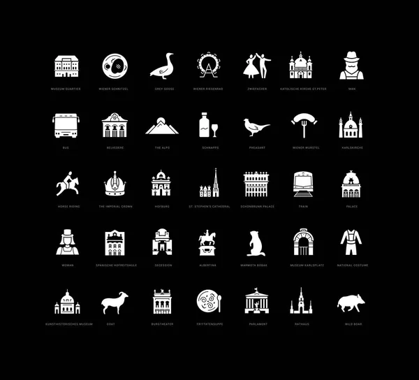 Wien Collection Perfectly Simple Monochrome Icons Web Design App Most — Stock Vector