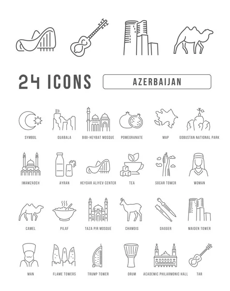 Azerbaiyán Colección Iconos Perfectamente Delgados Para Diseño Web Aplicación Los — Vector de stock