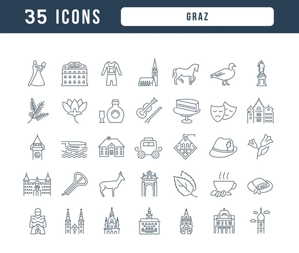 Graz Colección Iconos Perfectamente Delgados Para Diseño Web Aplicación Los — Archivo Imágenes Vectoriales