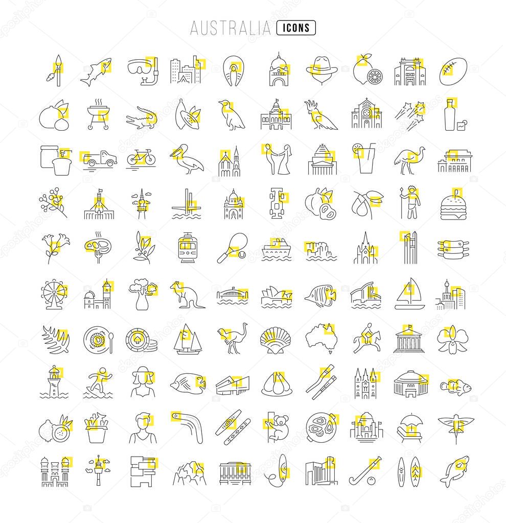 Australia. Collection of perfectly thin icons for web design, app, and the most modern projects. The kit of signs for category Countries and Cities.