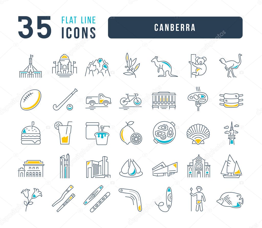 Canberra. Collection of perfectly thin icons for web design, app, and the most modern projects. The kit of signs for category Countries and Cities.