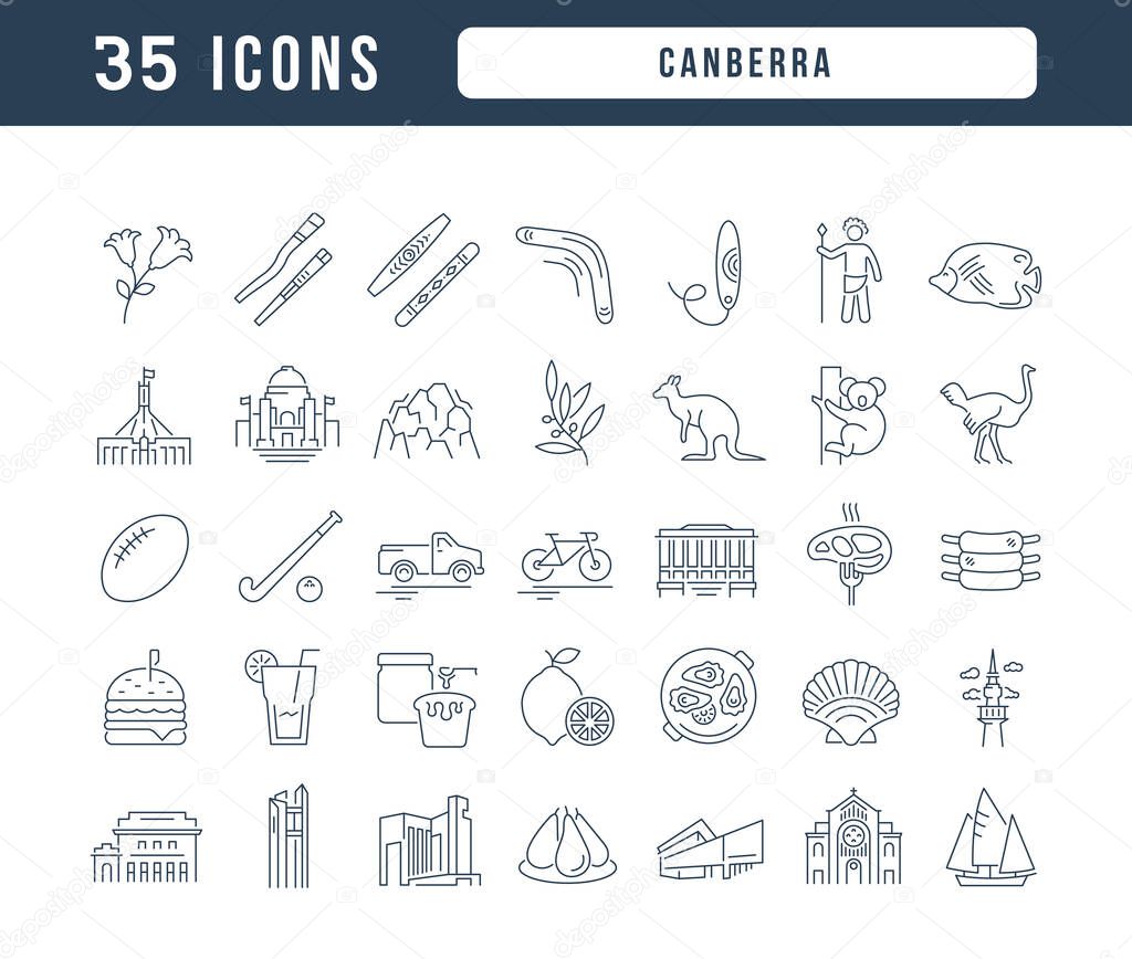 Canberra. Collection of perfectly thin icons for web design, app, and the most modern projects. The kit of signs for category Countries and Cities.