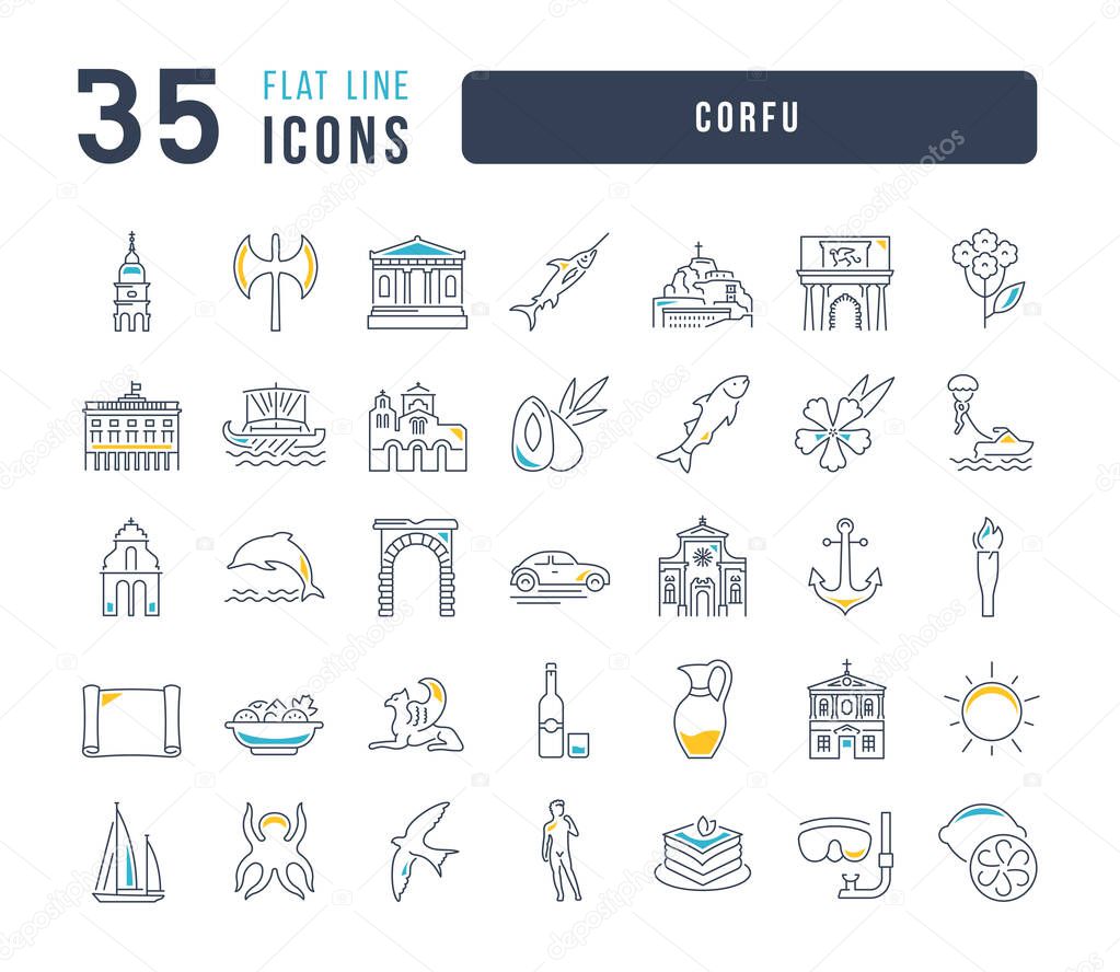 Corfu. Collection of perfectly thin icons for web design, app, and the most modern projects. The kit of signs for category Countries and Cities.