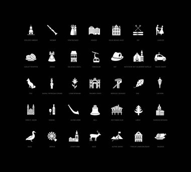 Innsbruck 'da. Web tasarımı, uygulama ve en modern projeler için son derece basit monokrom simgelerinin toplanması. Kategori Şehirler ve Ülkeler için evrensel klasik işaretler paketi.