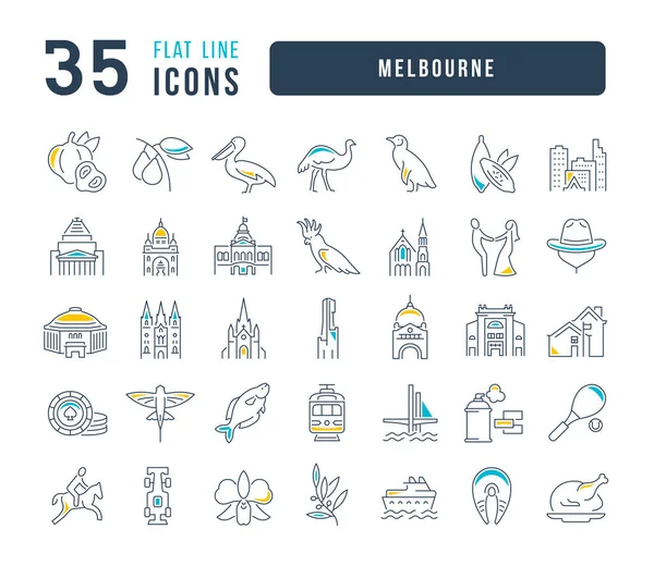 Melbourne Colección Iconos Perfectamente Delgados Para Diseño Web Aplicación Los — Vector de stock