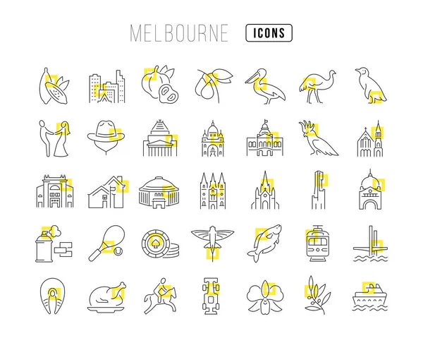 Melbourne Colección Iconos Perfectamente Delgados Para Diseño Web Aplicación Los — Archivo Imágenes Vectoriales