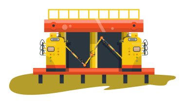 Otomatik üretim robotlarıyla detaylı illüstrasyon.