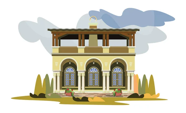 Talyan Tarzı Bir Evi Olan Bir Resim Avrupa Mimarisi — Stok Vektör